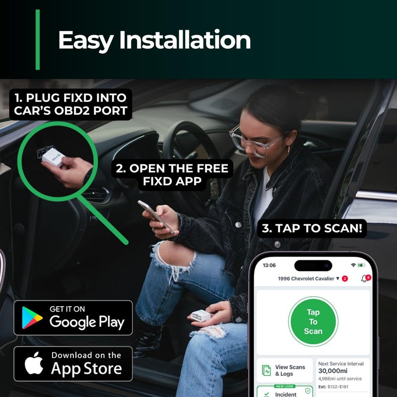 FIXD Bluetooth OBD2 Scanner for Car - Car Code Readers & Scan Tools for iPhone & Android - Wireless OBD2 Auto Diagnostic Tool to Check Engine & Fix All Cars & Vehicles â€˜96 or Newer (2 Pack) - Image 2